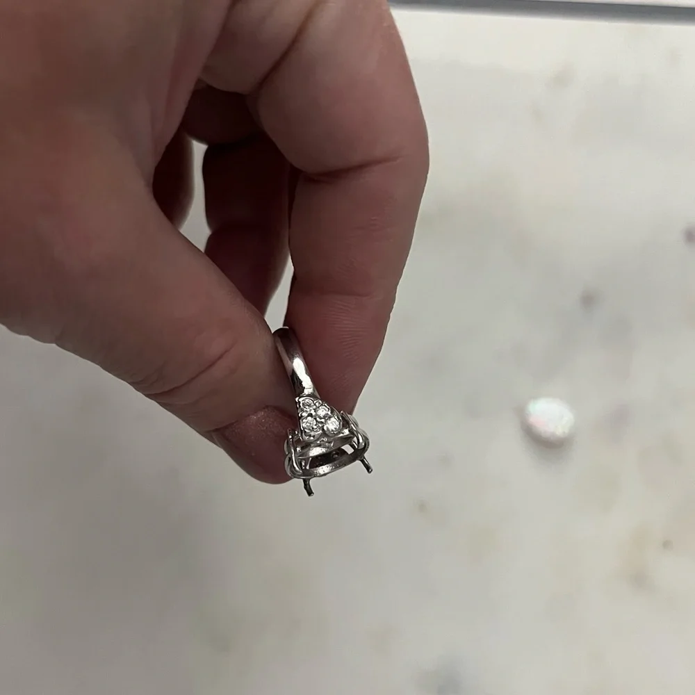 Sterling silver 925 opal and cubic zirconia statement ring